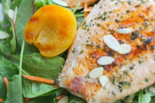 Grilled Apricot & Salmon Salad with Apricot Vinaigrette