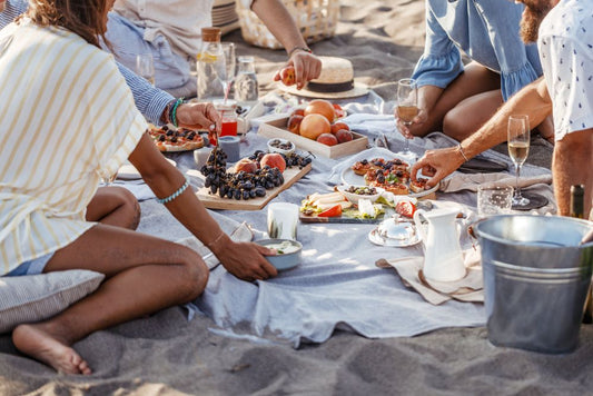 beach picnic summer friends food
