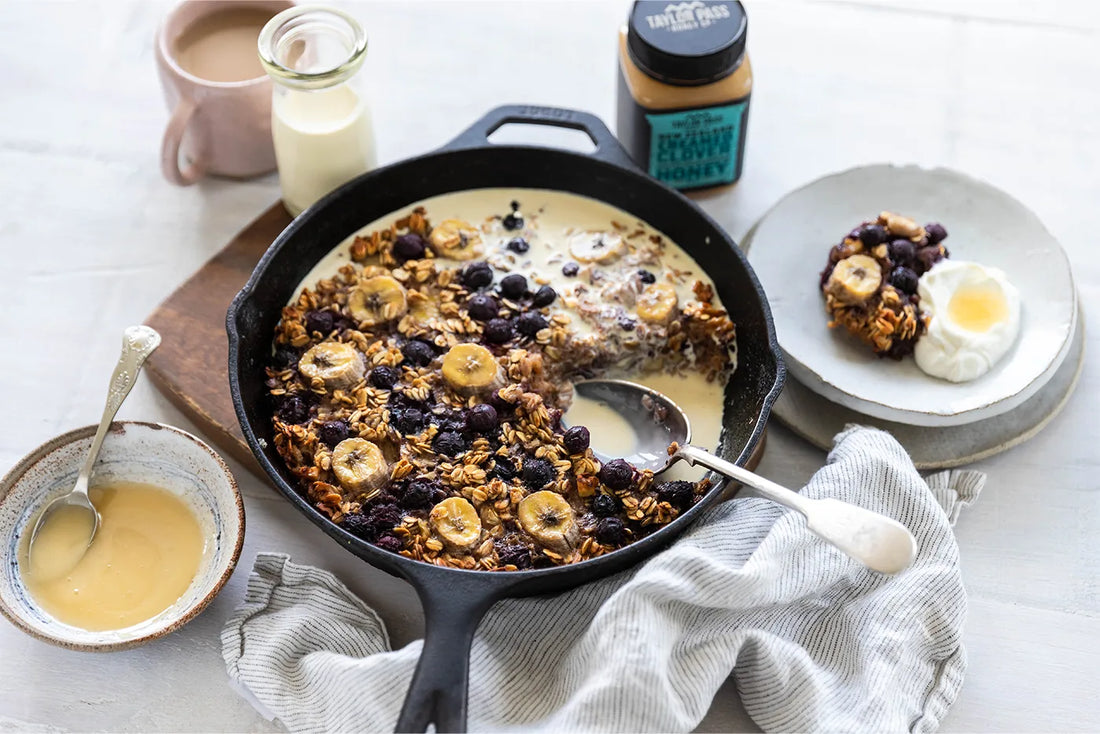 baked oats in a pan