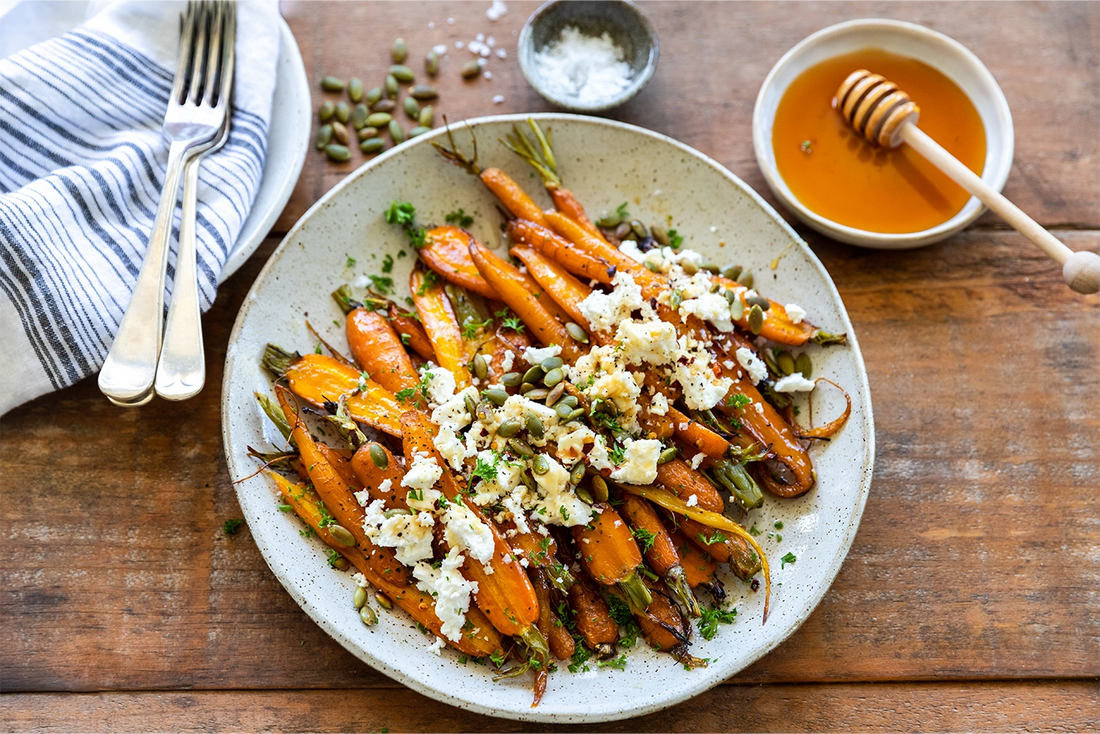 Carrots with feta and honey