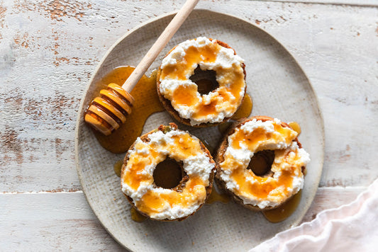 Gluten-free Nut Flour Bagels with Ricotta and Honey