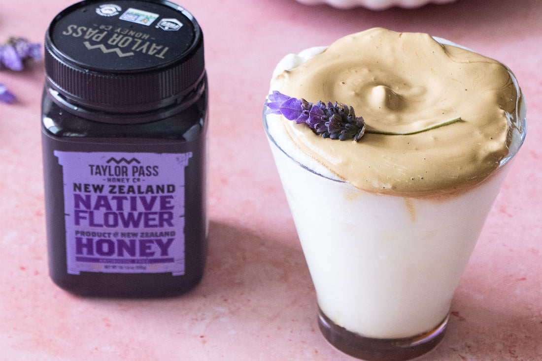 Lavender Honey Latte with Whipped Coffee Topping