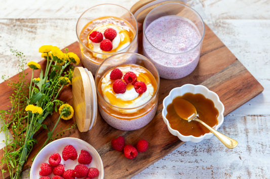 Raspberry Protein Chia Pudding with Manuka Honey